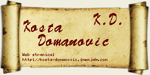 Kosta Domanović vizit kartica